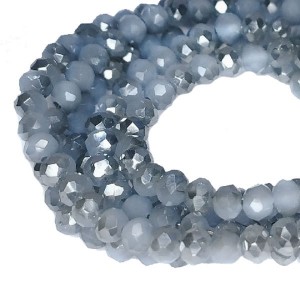 Бусины хрустальные Рондель 3*2 мм опаловый серый/графит, около 40 см нить/около 175 бусин