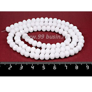 Бусина хрустальная Рондель 6*4 мм непрозрачный белый около 100 штук/нить