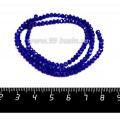 Бусины хрустальные на нити форма Рондель 3,5*2,5 мм цвет непрозрачный индиго, 39 см нить/около 145 бусин