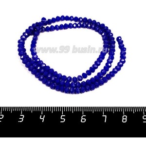 Бусины хрустальные на нити форма Рондель 3,5*2,5 мм цвет непрозрачный индиго, 39 см нить/около 145 бусин