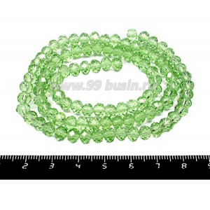 Бусина хрустальная Рондель 6*4 мм светло-зеленый около 100 штук/нить
