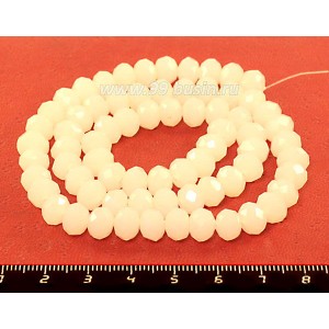 Бусина хрустальная Рондель 8*6 мм полупрозрачный белый около 40 см/нить