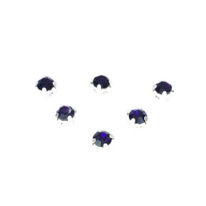 Шатоны стеклянные 4 мм цвет фиолетовый/оправа серебро, Китай 30 штук/упаковка