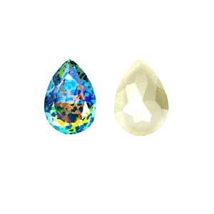 Стразы Премиум Капли Патина 13*18 мм морская волна/радужный 1 штука