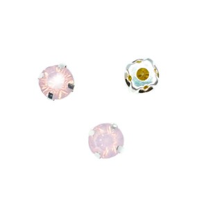 Шатоны стеклянные 6 мм цвет розовый опаловый/оправа серебро, Китай 10 штук/упаковка