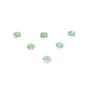 Шатоны стеклянные 4 мм цвет мятный опаловый/оправа серебро, Китай 30 штук/упаковка