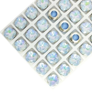 Стразы Премиум Phantom Кушон 10*10 мм светлый сапфир/оправа никель, 1 штука