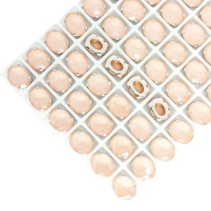 Стразы Овал Премиум МОКА (Лаковые) 8*10 мм цвет неспелый абрикос, оправа никель, 1 шт.