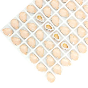 Стразы Капля Премиум МОКА (Лаковые) 10*7 мм цвет персиковый, оправа никель, 1 шт.