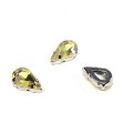 Стразы Капля 13*8 мм желтый крайола/оправа серебро, 1 штука