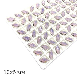 Стразы Наветт Премиум 10*5 мм розовый опал/серебристый (Rose Opal/silver) 1 штука
