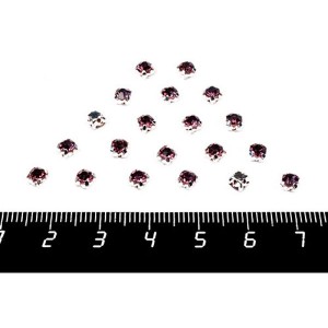 Шатоны стеклянные 4 мм цвет аметист/оправа серебро Китай 30 штук/упаковка