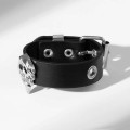 Браслет "Хардкор" череп ремешок, цвет чёрный, цвет серебристый
