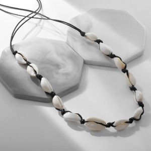 Бусы "Морские" из ракушек, цвет чёрно-бежевый