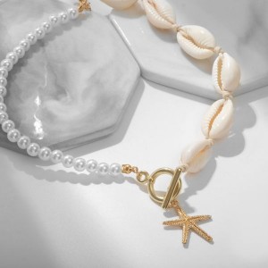 Колье-чокер "Морская звезда", цвет белый, цвет золотистый
