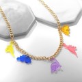 Колье "Дино" с Кулонми, разноцветный, цвет золотистый