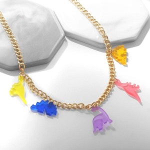 Колье "Дино" с Кулонми, разноцветный, цвет золотистый