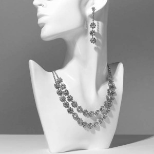 Комплект: серьги, колье "Шик" круг, цвет белый, цвет серебристый, 30см