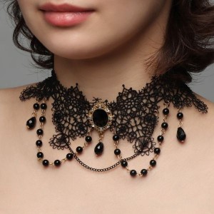Колье-чокер "Александрия" ажурное переплетение, цвет чёрно-белый, цвет золотистый, 30см