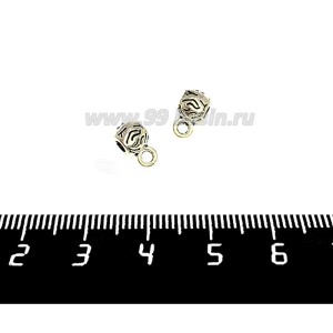Бейл Бочонок с узором 10*5*6 мм, цвет старое серебро 1 штука