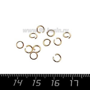 Колечки металлические разъемные 6*0,8 мм нержавеющая сталь (stainless steel), цвет золото, 40 штук/упаковка