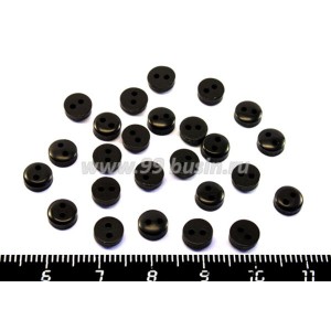 Пуговки маленькие пластмассовые 6*2,5 мм, черные, 25 шт/упак