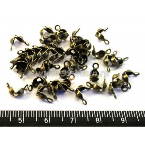 Концевики шарики скуфейки 8*4мм петельки, цвет Бронза 40 шт (20 пар)/упаковка