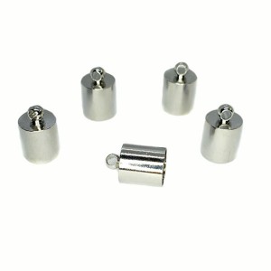 Колпачок концевик 10,5*7 мм с петелькой, внутренний диаметр 6 мм, цвет никель, 10 шт/упак