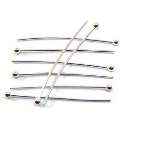 Пин с шаровой головкой, основа - ЛАТУНЬ,  30*0,5 мм, шарик 2 мм, цвет светлое серебро 50 шт/упак