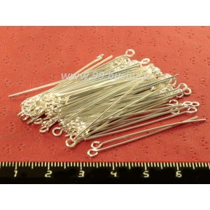 Пины с колечком 40*0,7 мм цвет светлое серебро 40 штук/упаковка