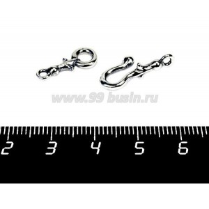 Замок-крючок ювелирный оксидированное посеребрение 12 мк Королевская Лилия 5025, размеры 19*5, 17*7 мм, 1 набор/упаковка, производство РОСС