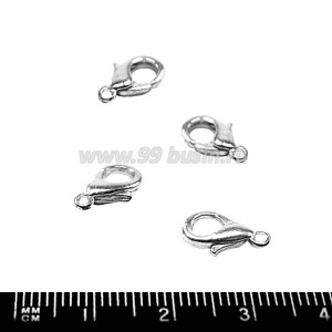 Замок карабин 10*5 мм цвет светлое серебро, без колечка, 10 штук/упаковка