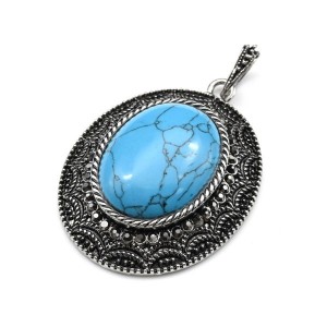 Кулон овал 38*47мм бирюза (иск.) Кулон овал 38*47мм бирюза (иск.)