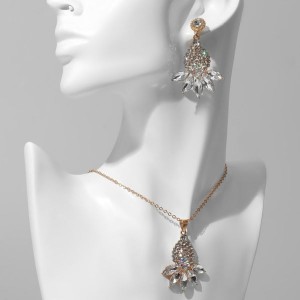 Комплект: серьги, кулон "Лотос", цвет радужно-белый, цвет золотистый, 48см