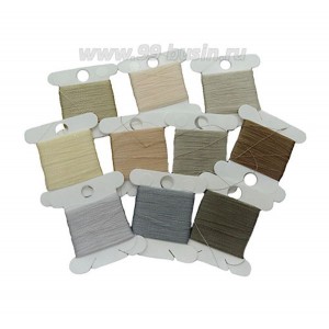 Нить для бисера Титан-100, Микс 2 (бежево-серый), 10 бобинок по 30 метров, толщина 0,1 мм полиэстер 100%