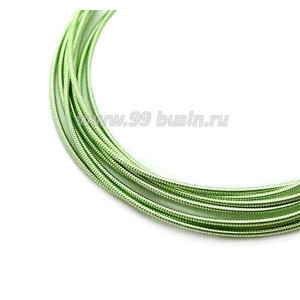 Канитель жесткая (жемчужная) 1 мм, цвет зеленый лайм пр-во Индия, упаковка 5 грамм