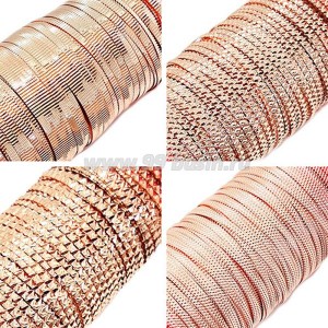 Бить рифлёная цвет розовое золото ассорти 4 вида по 3 метра, размер 1,5-2 мм в пластиковой баночке, Индия