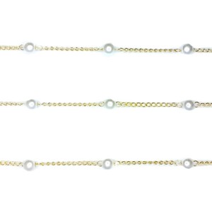 Цепочка изящная 1*1,5 мм с крупными декоративными перламутровыми шариками  4 мм, цвет золото  1 метр/упаковка