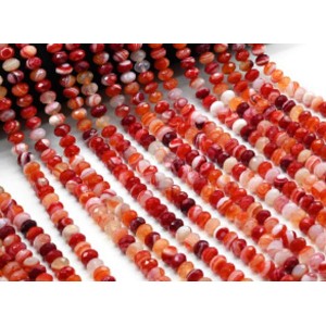 Бусины из агата тонированного рондель гр.10*7мм цв.красный, 39см, 59 бусин