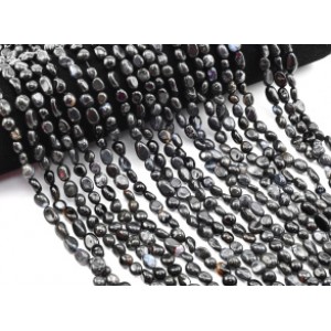 Бусины из агата черного галтовка 6*8мм, 40см, 50 бусин