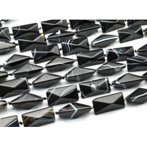 Бусины из агата глазкового прямоугольник с гранями 20*40мм, 39см, 9 бусин