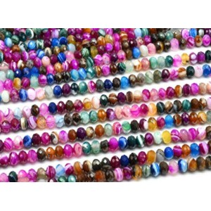 Бусины из агата тонированного рондель гр.10*7мм цв.ассорти, 39см, 58 бусин