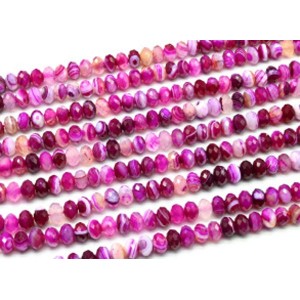 Бусины из агата тонированного рондель гр.10*7мм цв.фуксия, 39см, 58 бусин