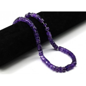 Бусины из аметиста диски на увеличение, 39,5см, 84 бусины, 39,7г