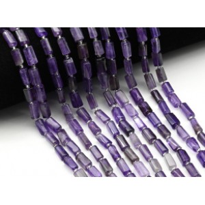 Бусины из аметиста цилиндр с гранями 6*10мм, 39см, 32 бусины