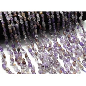 Бусины из аметиста с гётитом галтовка 5*8мм, 37см, 48 бусин Бусины из аметиста с гётитом галтовка 5*8мм, 37см, 48 бусин