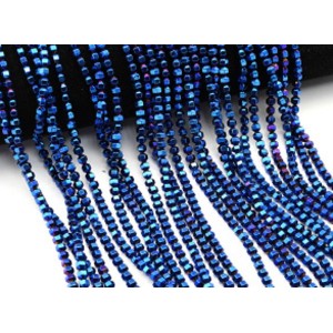 Бусины из гематита бочонок с гранями 4*4мм цв.синий, 40см, 100 бусин