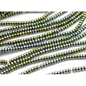 Бусины из гематита рондель 3*2мм цв.зеленый, 40см, 200 бусин