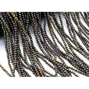 Бусины из гематита шарик гр.3мм цв.черный хамелеон, 40см, 132 бусины