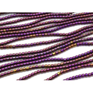 Бусины из гематита цилиндр 3*3мм цв.фиолетовый, 40см, 140 бусин